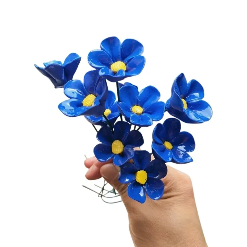 10stk Keramik Blumen mit Verstellbar Stiel Kunstblumen Blumenstecker Vase/Garten