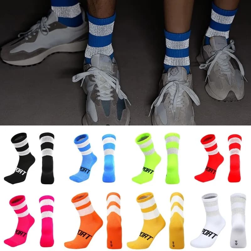 Lange Sportsocken für Rennrad, MTB, Laufen und Crossfit Unisex Reflektierend Neu