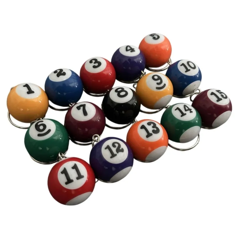 2/5stk Mini Schlüsselanhänger Billard Billardkugel Pool Anhänger Glücksset Neu