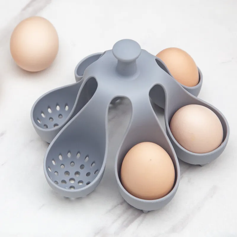 2-in-1 Silikon Eierhalter Eierkocher Egg Cooker Küche Eierständer Eierbecher Neu