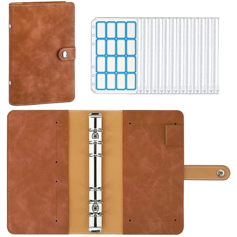 A6 Budget Binder Planer Geldumschläge PU Leder Notebook Binder Taschen Tragbares