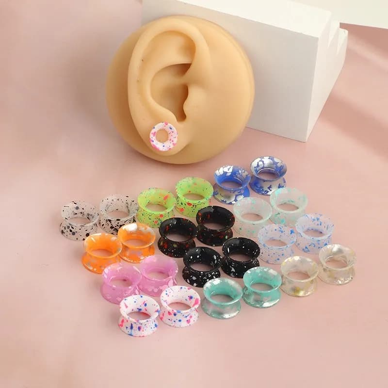 2 Paare Silikon Tunnel Plugs Flesh Ohr Piercing Plug Künstlerischer Ohrschmuck