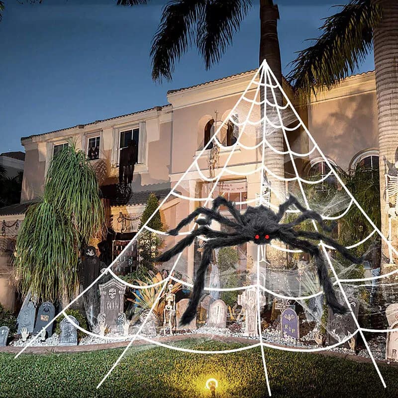 Riesen Spinne Halloween Tarantula Spinnennetz Plüsch Draussen Garten Party Deko
