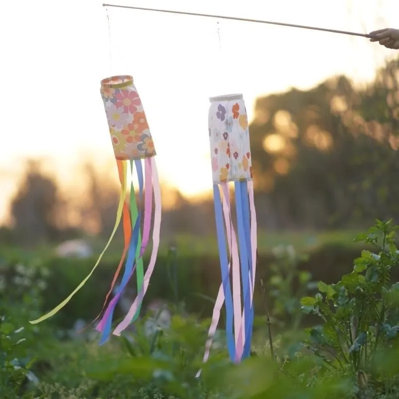 Windsack Windspiel Blumenmuster mit Verlängerbar Fahnenstange Gartendekoration