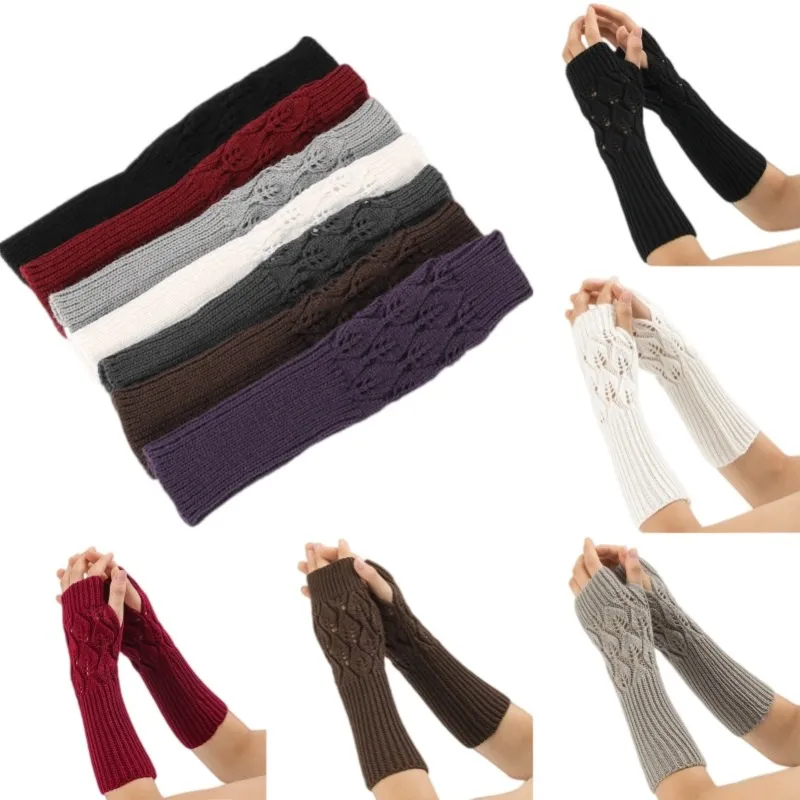 Strick Stulpen Armstulpen Handstulpen Pulswärmer Fingerless Gloves Blattmuster