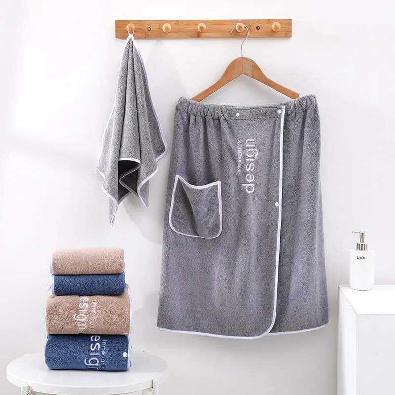 Saunakilt Set Herren Saunatuch Saunasarong Sauna Druckverschluss Frottier Kilt