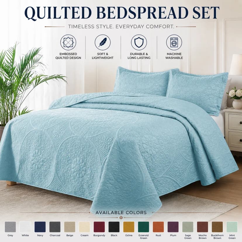 Queen King Tagesdecke Blumenmuster Weich Wende Decke Bettwäsche Set Überwurf