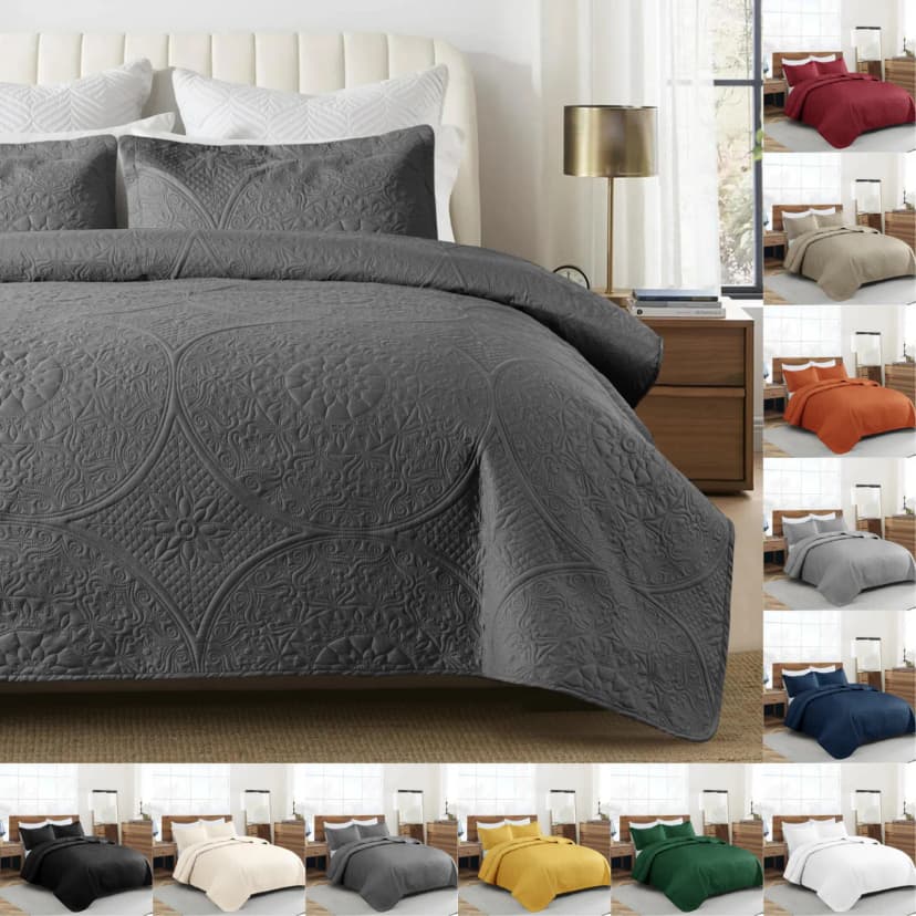 Luxus Tagesdecke Set 3 teilig Steppdecke Bettüberwurf Queen King Size Bettwäsche