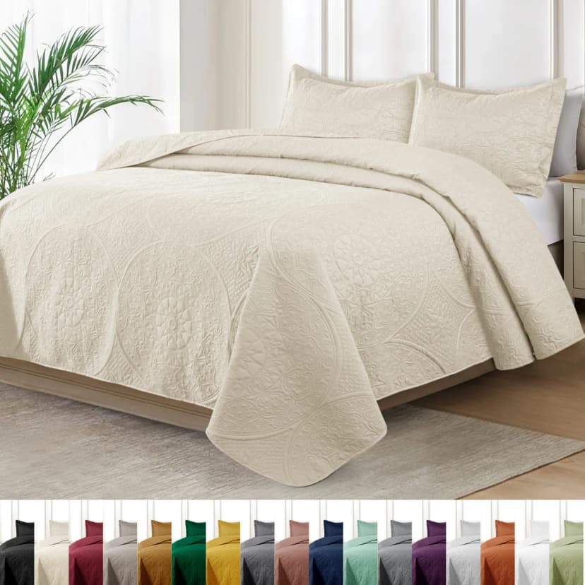 Luxus Tagesdecke Set 3 teilig Steppdecke Bettüberwurf Queen King Size Bettwäsche
