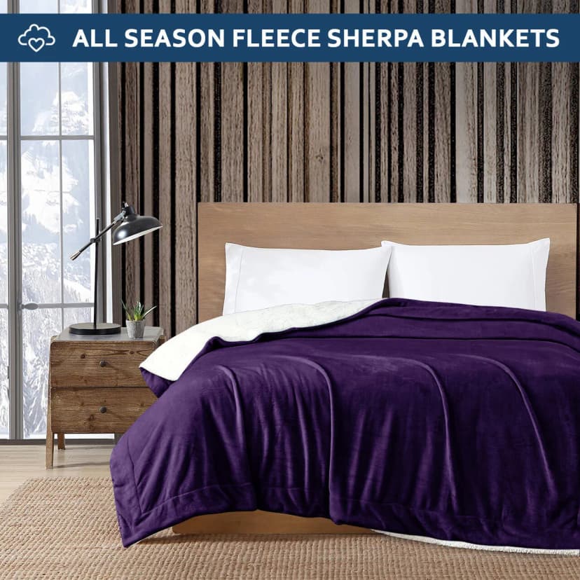 Große Sherpa Fleece Decke 400 g/m² super weich Wende warm Schlafsofa Überwürfe