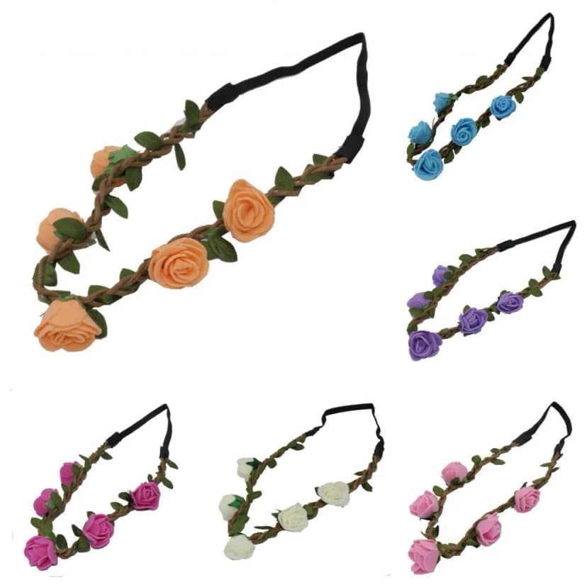 Trachten Rosen Haarband Geflochten Boheme Blumen Hippie Stirnband Kopfschmuck