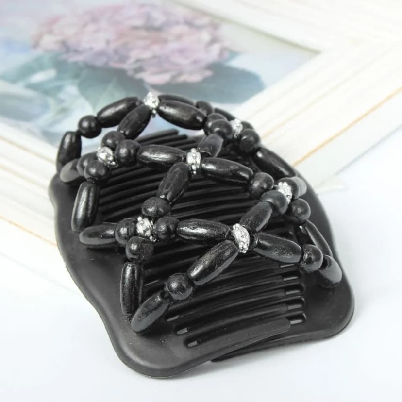 Trend African Hairclip Haarklammer Butterfly Holzdesign in Blüten Design Schwar