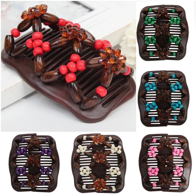 Trend African Hairclip Haarklammer Haarspange Butterfly Holzdesign mit Blume