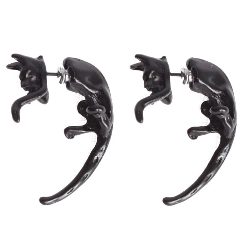 3D Ohrstecker Katze Ohrringe Cat Ohrschmuck Earring Schwarz