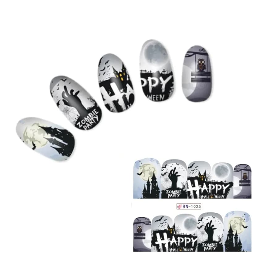 Tattoo Nail Halloween Totenköpfe Mond Aufkleber Nagel Sticker Nägel Water Decal