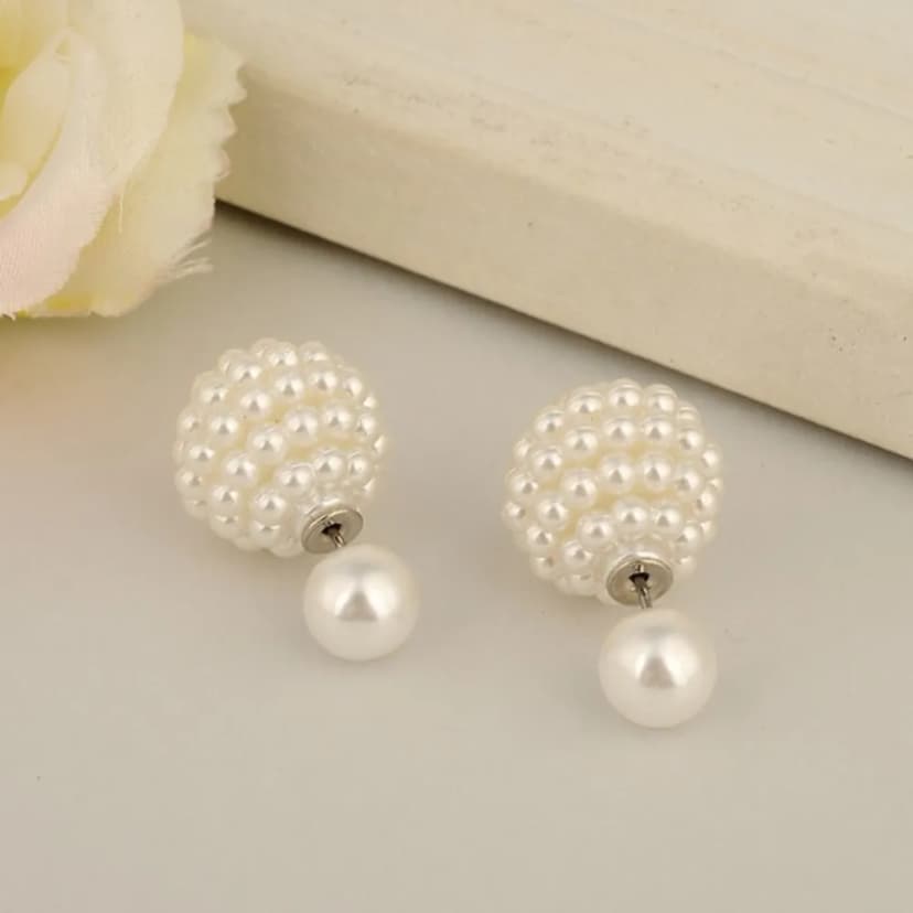 Doppelseitige Kugel Ohrringe Perle Doppel Earring Ohrstecker