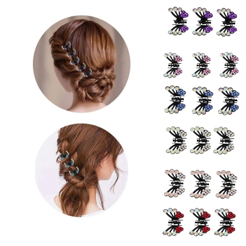 3 x Mini Haarklammern Schmetterling Strass Hochzeit Haarclip Haarkneifer Claw