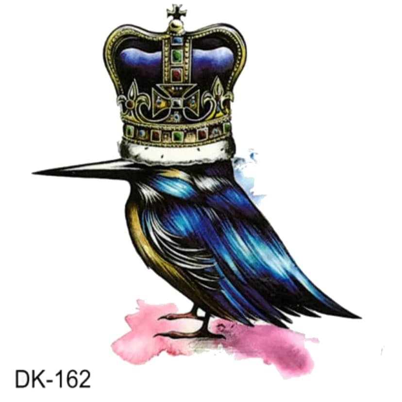 Temporäre Tattoos Eisvogel mit Krone Design Temporary Körperkunst Klebetattoo