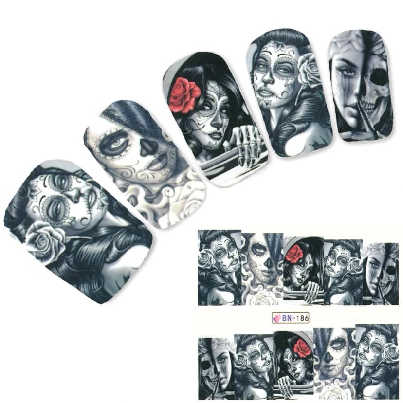 Tattoo Nail Art La Catrina Day of the Dead Dia de Muertos Aufkleber