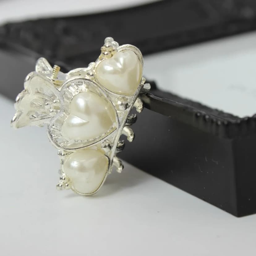 Haarclip Haarklammer mit Perlen Haarschmuck mit Herzen