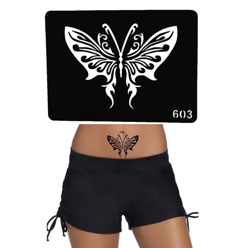 Henna Tattoo Schablone Airbrush Stencil Selbstklebend Schmetterling