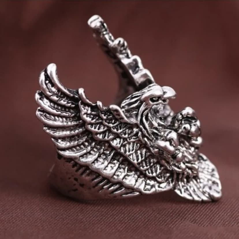 3D Edelstahl Ring Adler Eagle Biker Kelten Mittelalter Gothic Silber