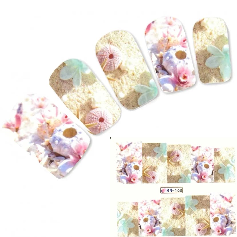 Tattoo Nail Art Strand Muschel Seestern Aufkleber Nagel Sticker