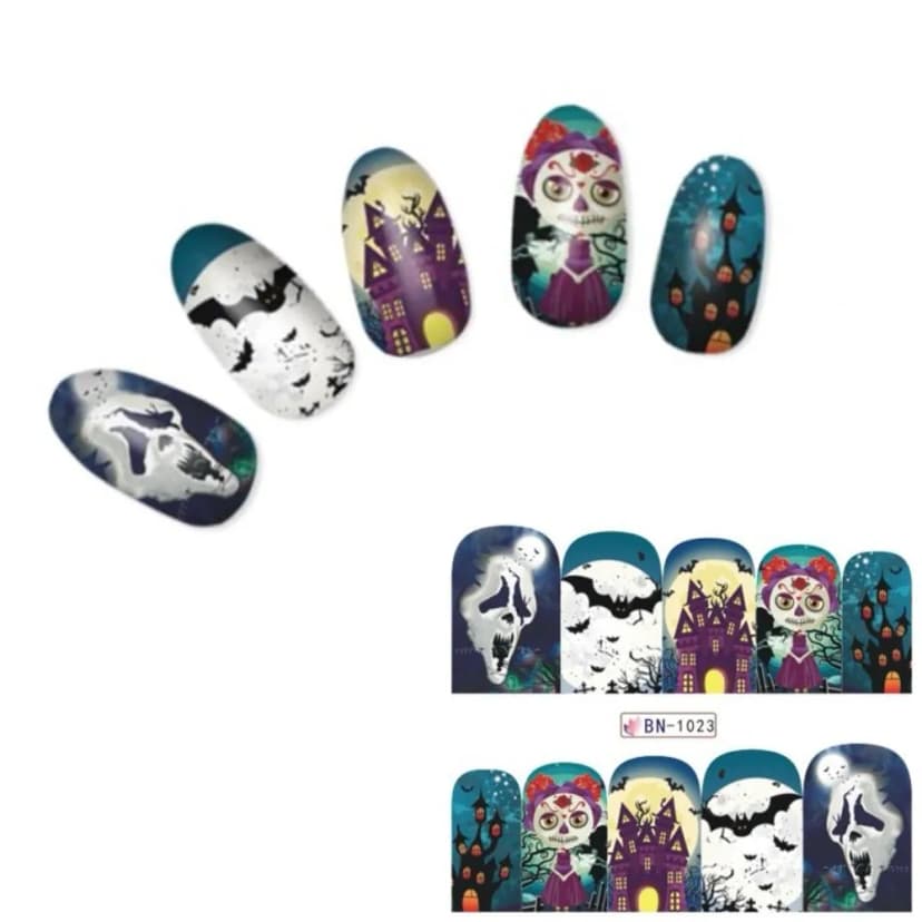 Tattoo Nail Halloween Totenköpfe Hexe Aufkleber Nagel Sticker Nägel Water Decal