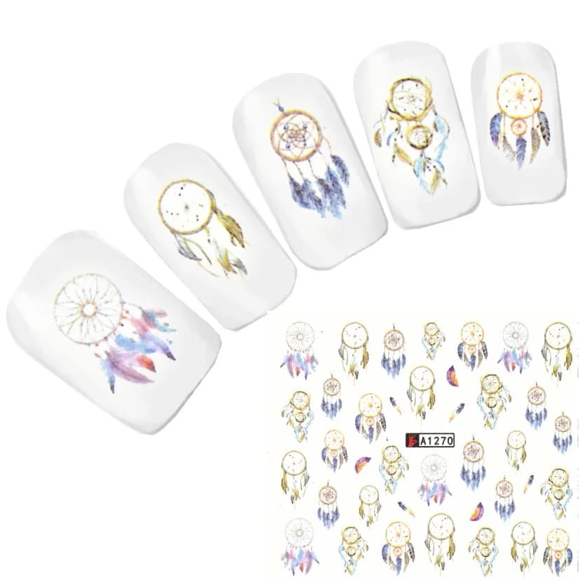Tattoo Nail Art Traumfänger Feder Aufkleber Nagel Sticker Nägel Fuß Water Decal