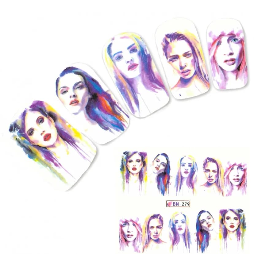 Tattoo Nagel Sticker Aufkleber Manga Gheisha Model Mädchen Nail Art Nägel