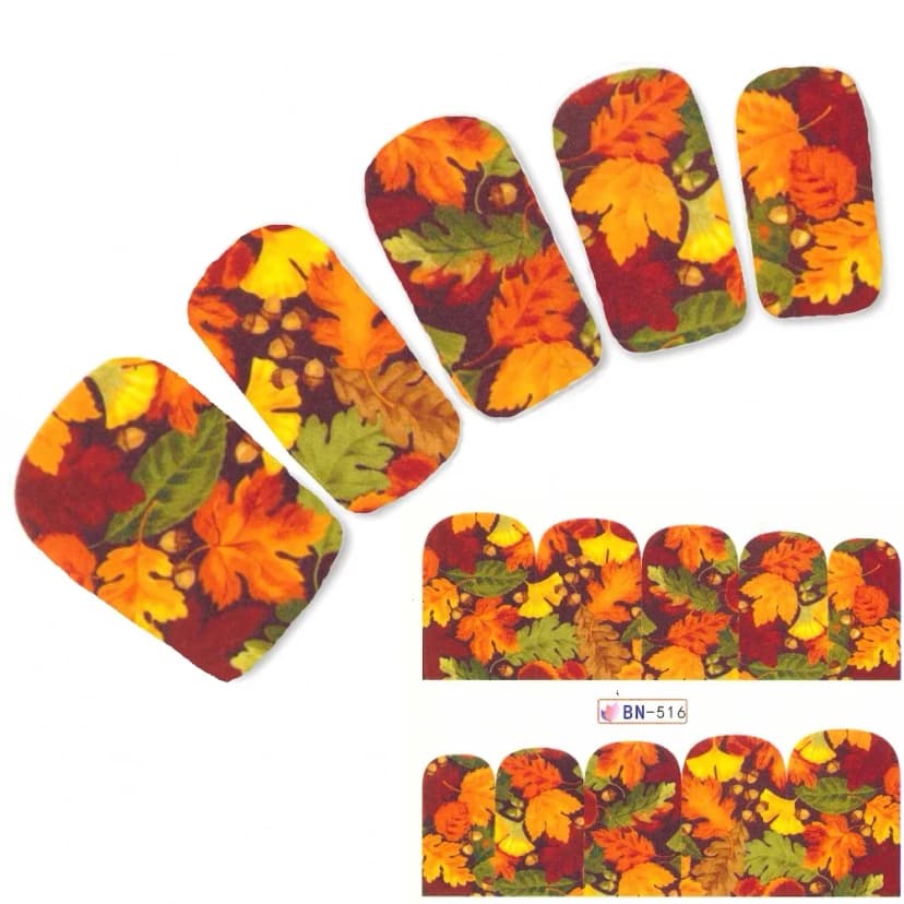 Tattoo Nail Herbst Bunte Blätter Aufkleber Nagel Sticker Nägel Water Decal