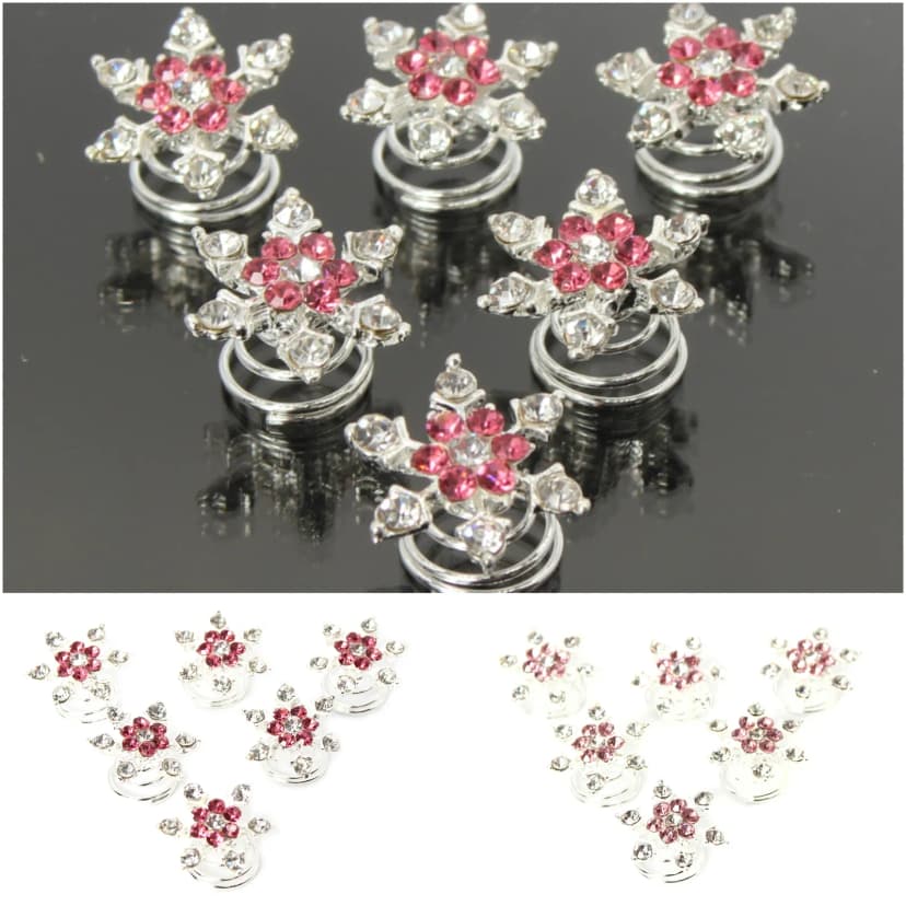 6 Strass Curlies Braut Kommunion Hochzeit Haarschmuck Stern Blume Blüten