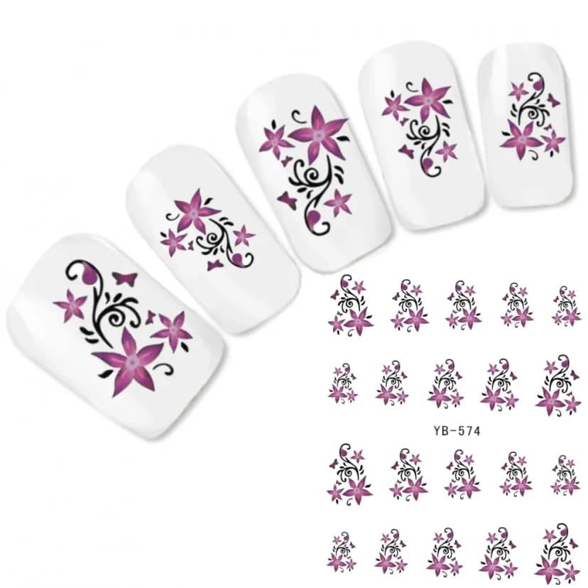 Tattoo Flower Nail Art Aufkleber Ornamente Nagel Sticker Fuß Water Decal