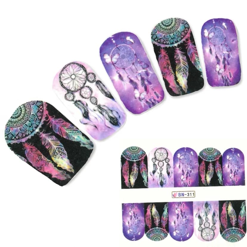 Tattoo Nail Art Traumfänger Federn Aufkleber Nagel Sticker