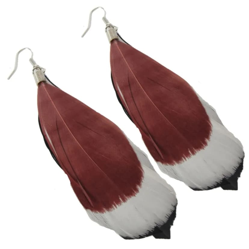 Feder Ohrringe Earring Boho Vintage Ohrhänger Indianer Look Hippie in 3 Farben