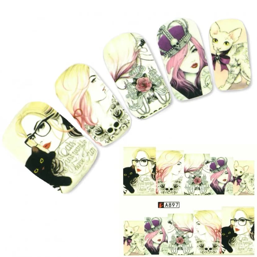 Nagel Sticker Aufkleber Modell Glamour Teenager Nail Art Nägel Fuß Water Decal