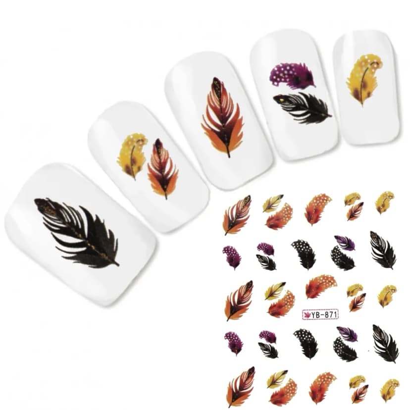 Tattoo Nail Art Feder Feather Bunt Aufkleber Nagel Sticker Neu!