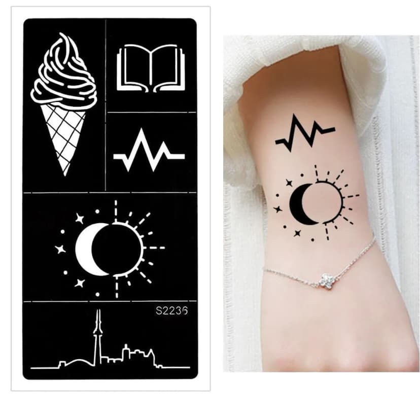 Henna Tattoo Schablone Airbrush Stencil Eis Buch Sonne Mond Kina Dövme