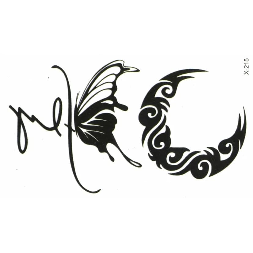 Temporäre Tattoos Schmetterling butterfly Halbmond Design Temporary Klebetattoo