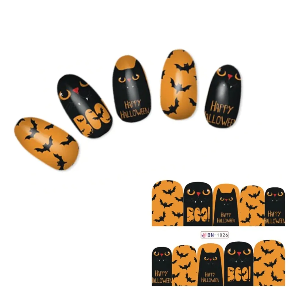 Tattoo Nail Halloween Fledermaus Katze Aufkleber Nagel Sticker Nägel Water Decal