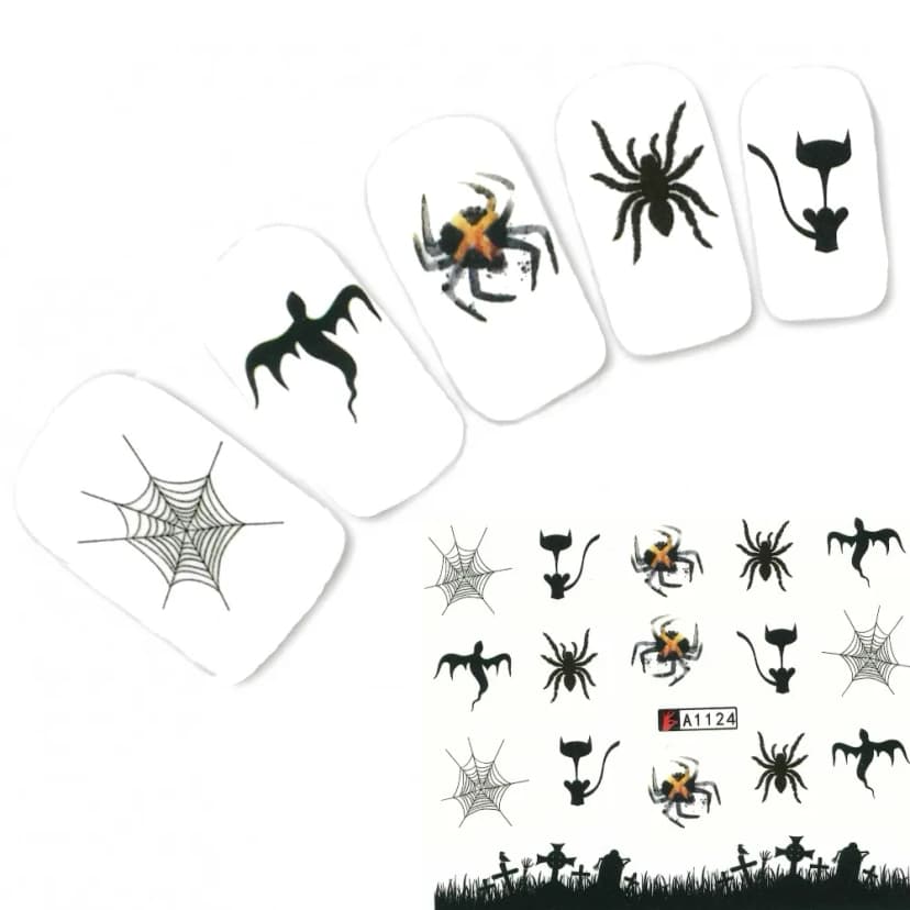 Tattoo Nail Halloween Totenköpfe Fledermaus Aufkleber Nagel Sticker