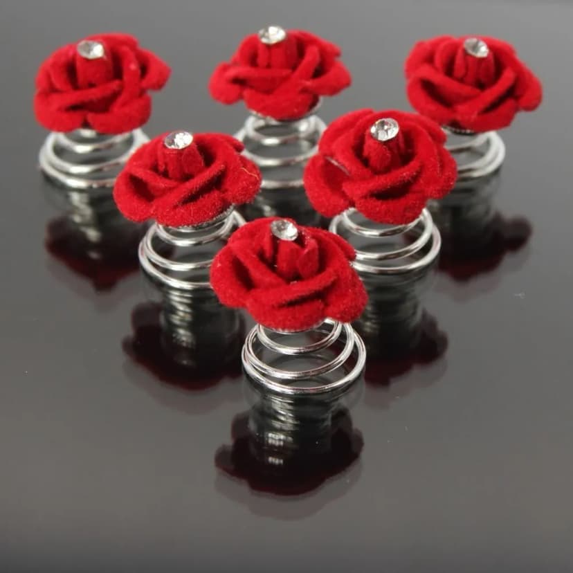 6 Rosen Curlies Braut Kommunion Hochzeit Haarschmuck Blume Rose Rot