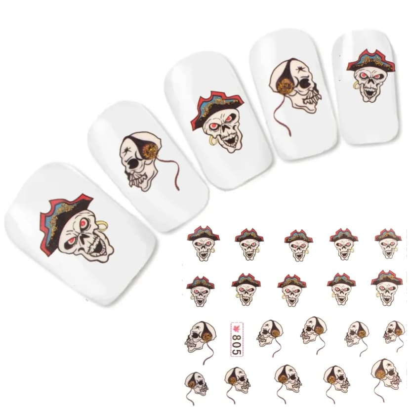 Tattoo Nail Art Aufkleber Totenkopf Schädel Fingernägel Nagel Sticker Neu!