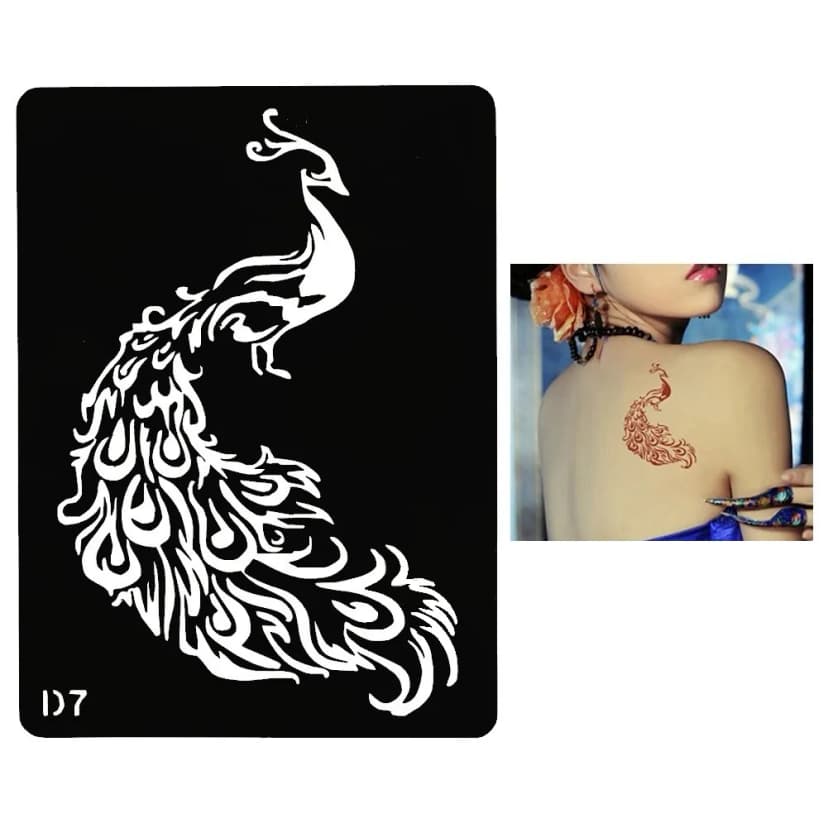Henna Tattoo Schablone Airbrush Stencil Selbstklebend Pfau Vogel