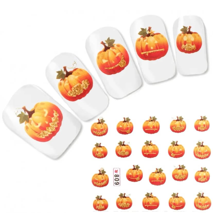 Tattoo Nail Art Aufkleber Kürbis Pumpkin Glitzer Nagel Sticker Neu!