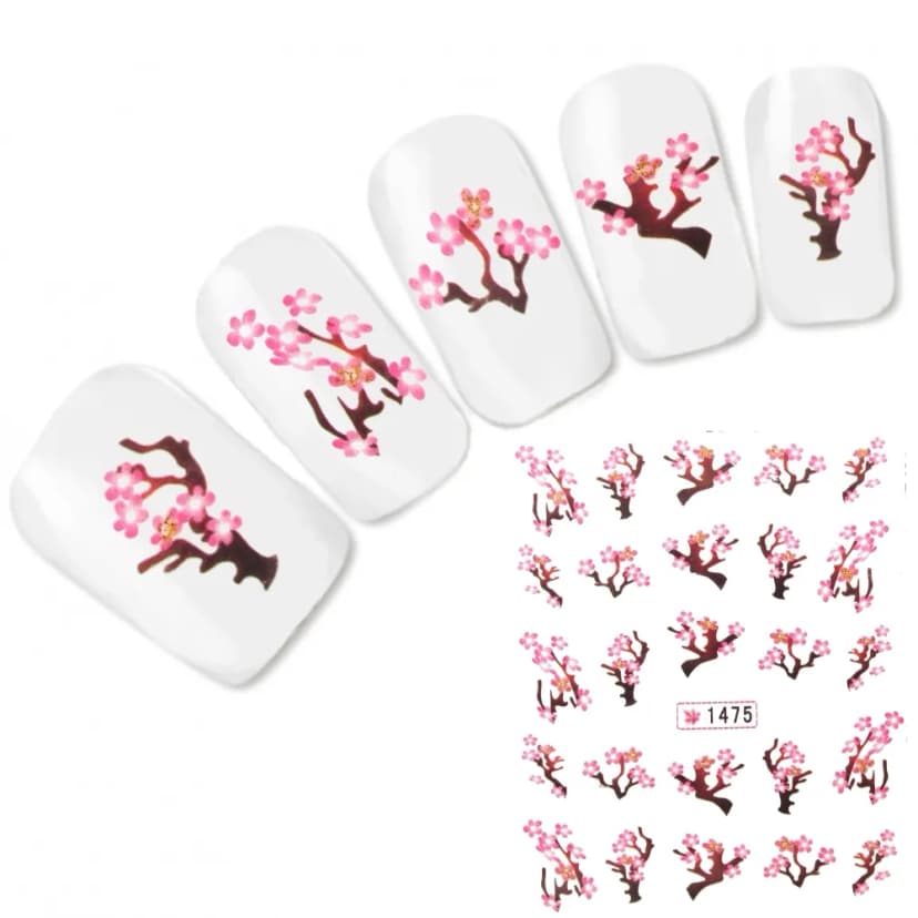 Tattoo Nail Art Aufkleber Kirschblüten Glitzer Japan Orchidee Nagel Sticker Neu!