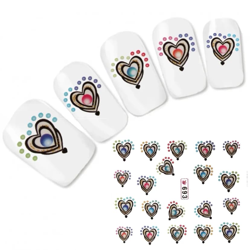 Tattoo Nail Art Aufkleber Herz Heart Blau Rosa Nagel Sticker Neu!
