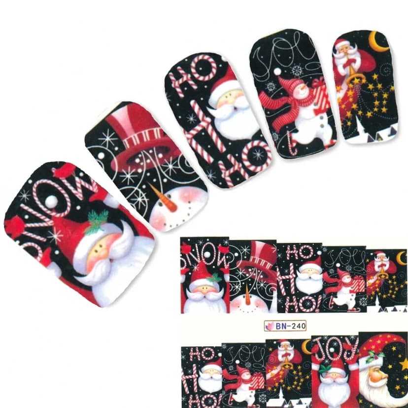Tattoo Nail Art HoHo Weihnachtsmann Aufkleber Nagel Sticker