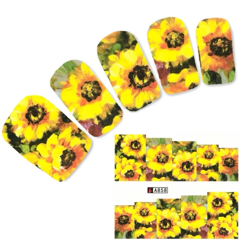 Tattoo Nail Blumen Sonnenblume Aufkleber Nagel Sticker Nägel Fuß Water Decal