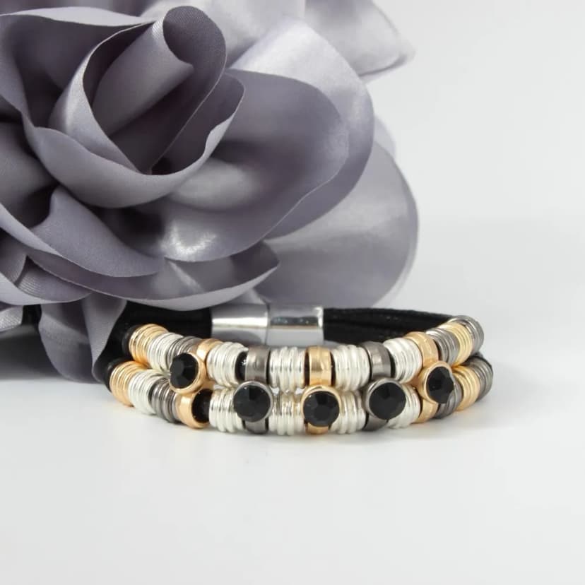 Luxus Armband Strass Design in der Farbe Schwarz mit Magnetverschluss